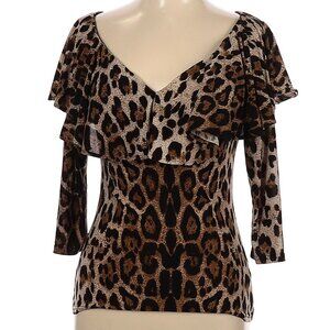 Leopard Off Shoulder Ruffle Bisou Top